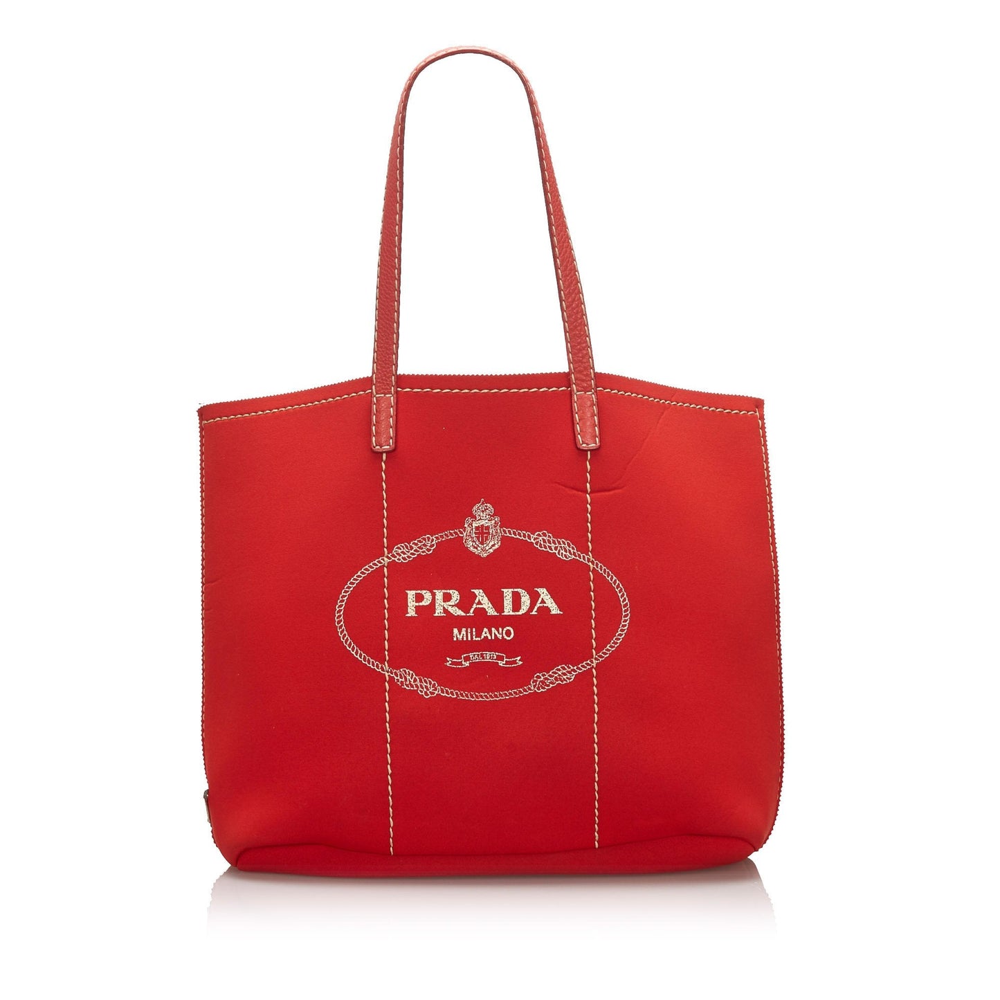 Pre-Loved Prada Red Polyester Fabric Canapa Neoprene Tote Bag Italy