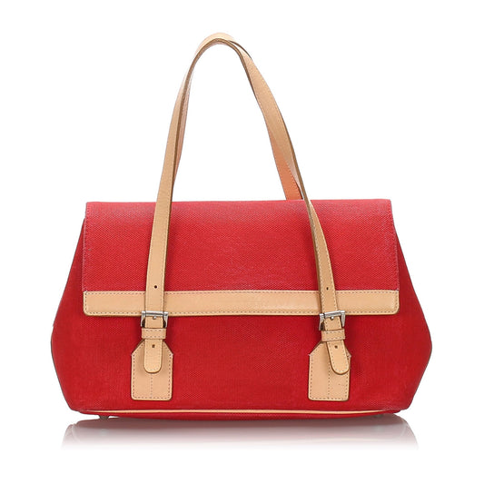 Pre-Loved Burberry Red Canvas Fabric Shoulder Bag United Kingdom