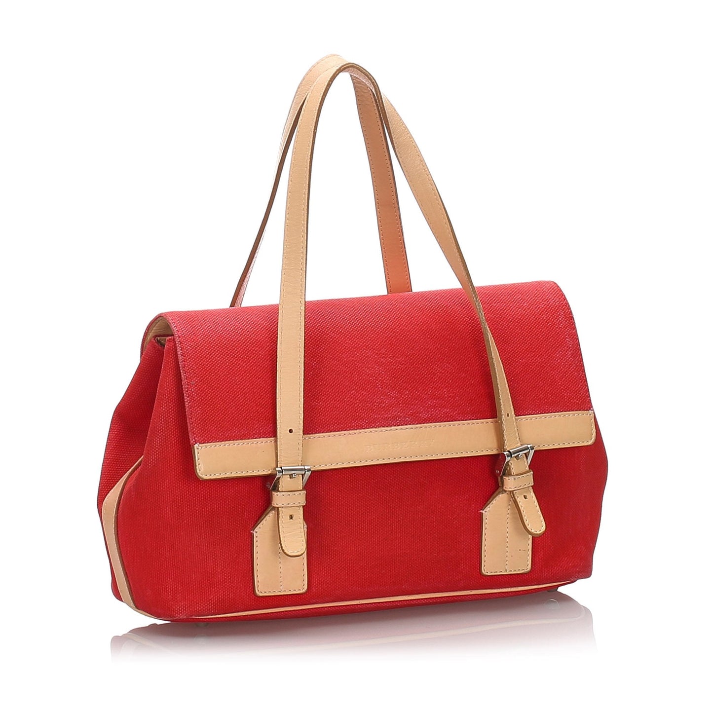 Pre-Loved Burberry Red Canvas Fabric Shoulder Bag United Kingdom