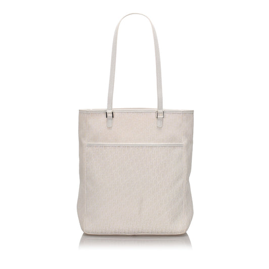 Pre-Loved Dior White Canvas Fabric Oblique Tote Bag France