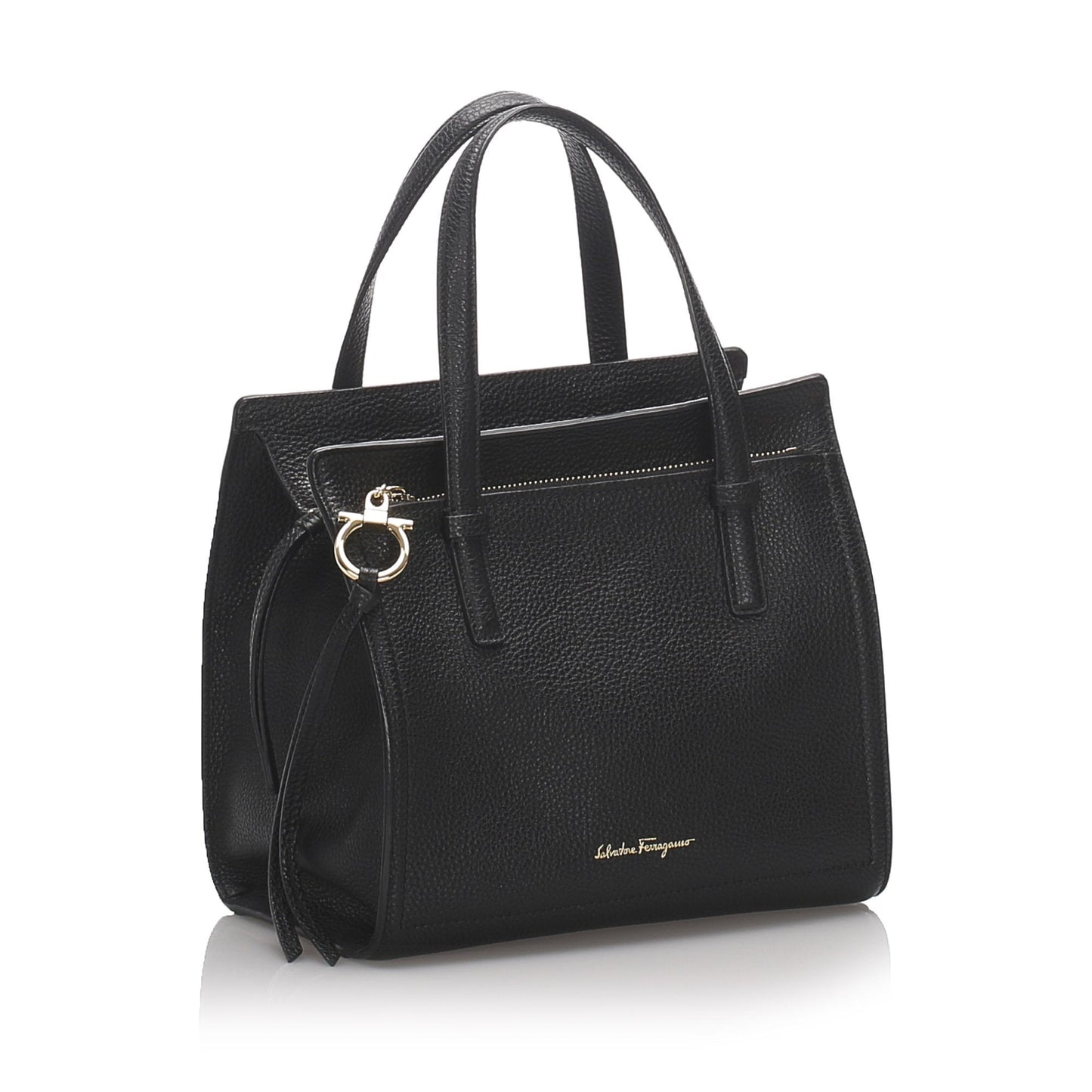 Pre-Loved Ferragamo Black Calf Leather Amy Tote Bag Italy