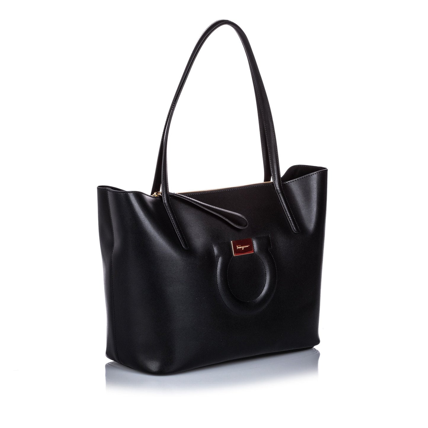 Pre-Loved Ferragamo Black Calf Leather City Tote Bag Italy