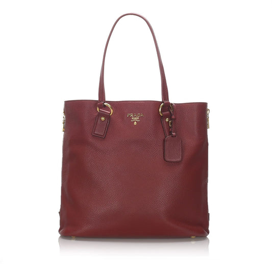 Pre-Loved Prada Red Calf Leather Vitello Daino Tote Bag Italy