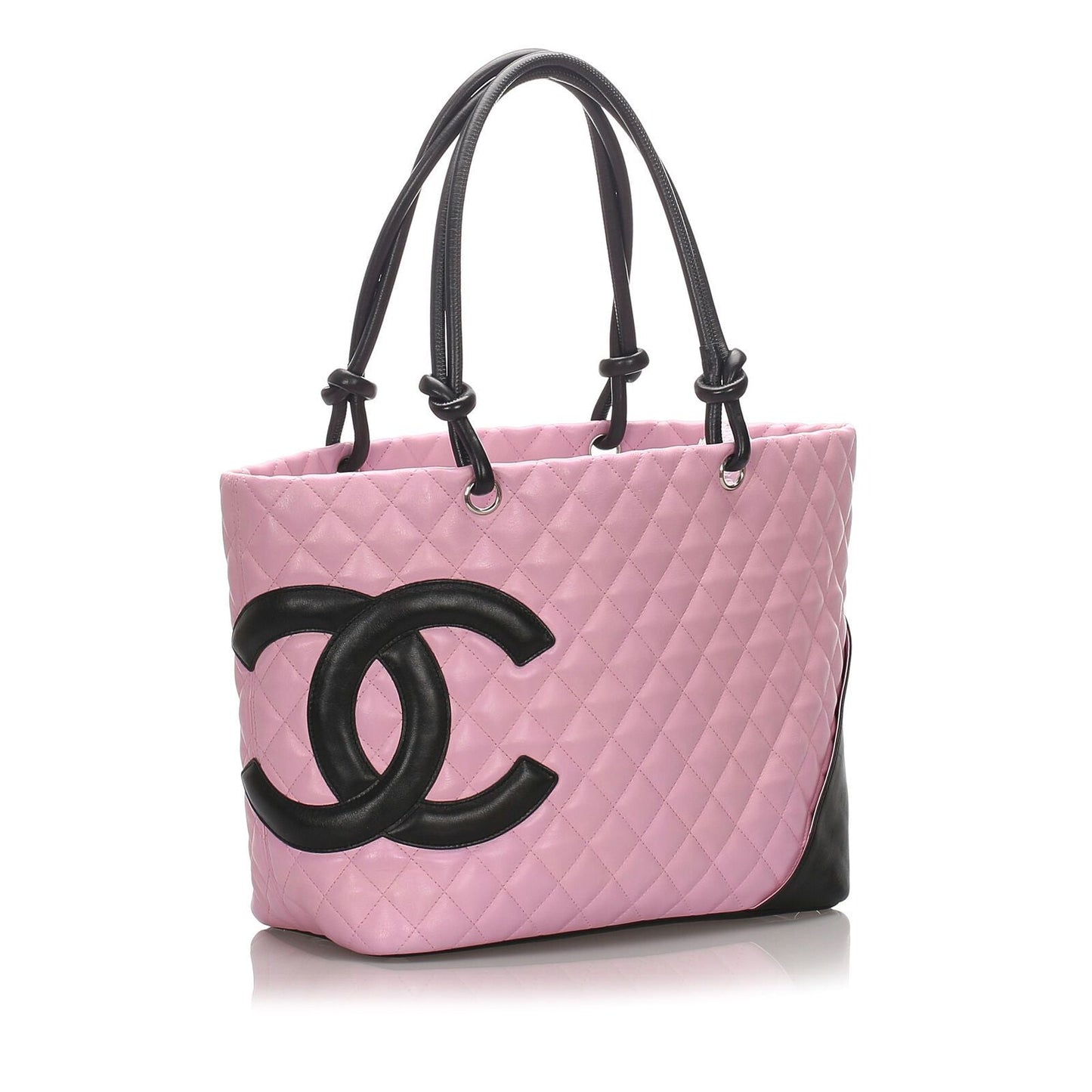 Pre-Loved C*C Pink Lambskin Leather Cambon Ligne Tote France