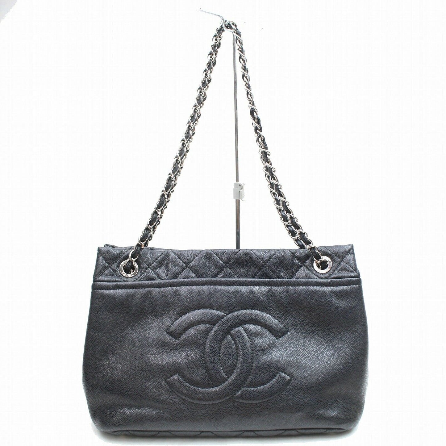 Brand Inspired C*C Tote Bag Cocomark Chain Shoulder Black Cavier Skin (SHC7-10758)