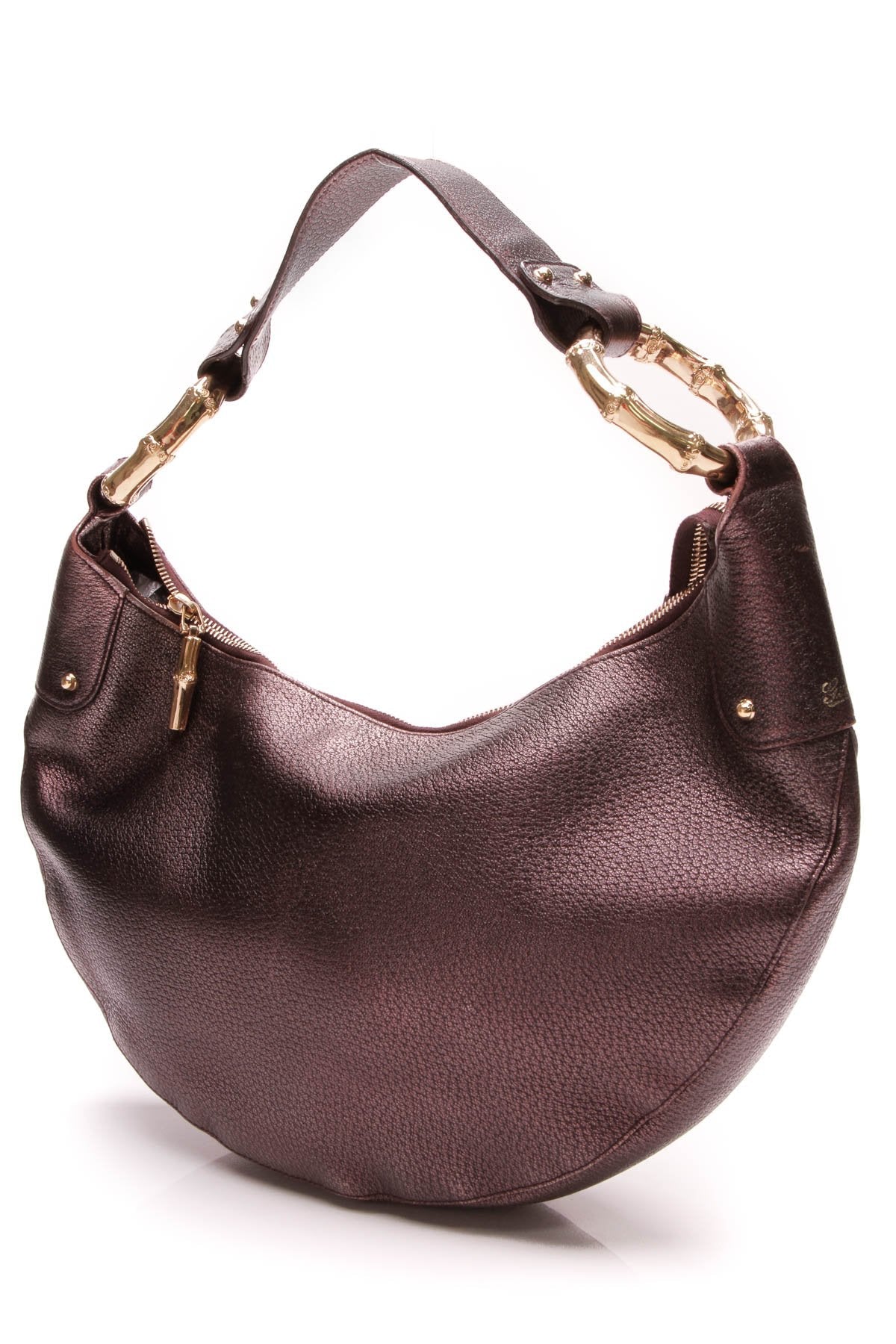 Bamboo Ring Hobo Bag - Metallic Purple