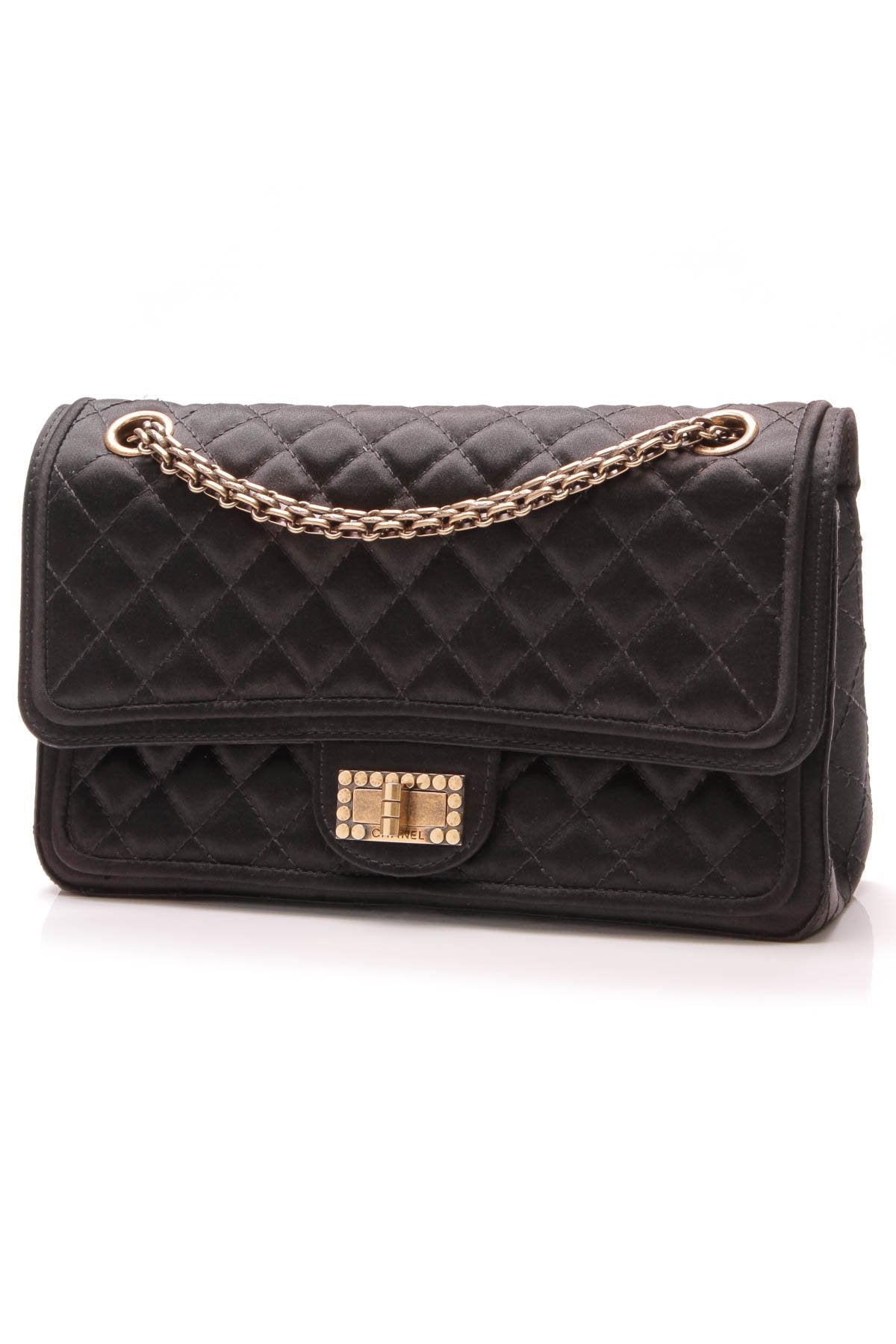 2.55 Reissue Double Flap Bag - 225 Black Satin