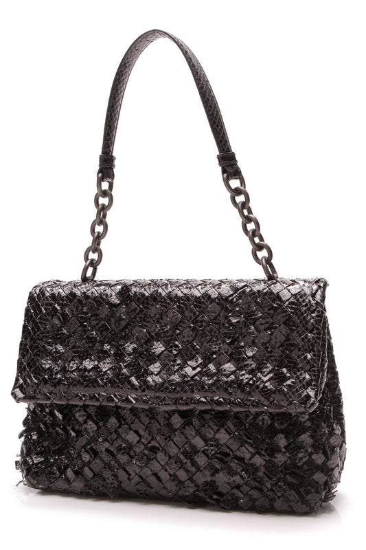 Ayers Snakeskin Olimpia Tobu Bag - Black