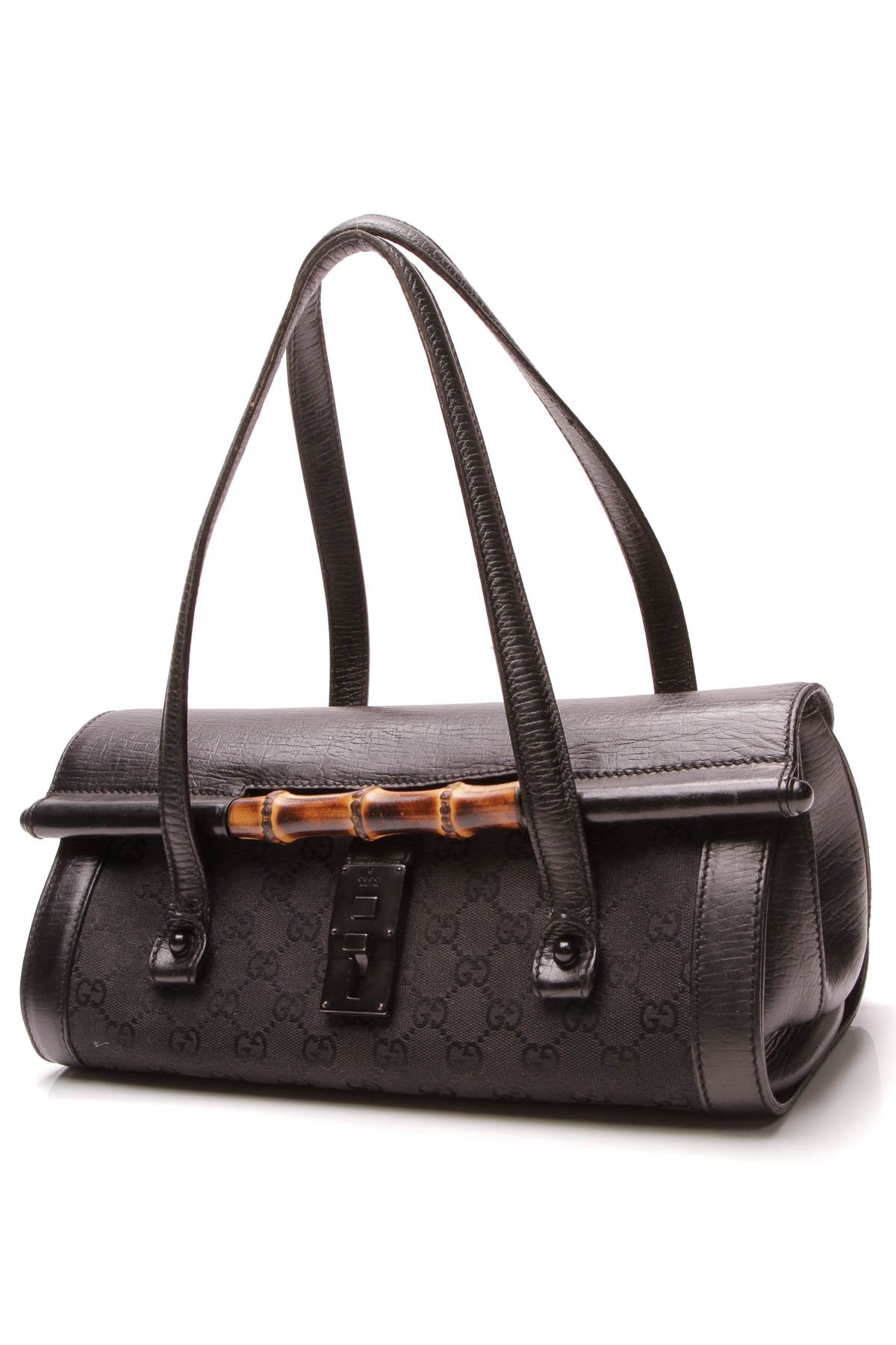 Bamboo Large Bullet Bag - Black Signature Canvas