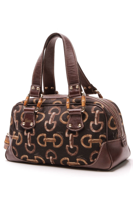 Bamboo Mini Boston Bag - Brown