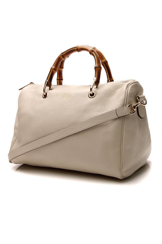 Bamboo Medium Shopper Boston Bag - Ivory