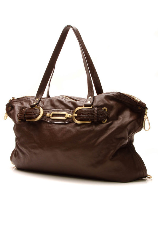 Buckle Tote Bag - Brown