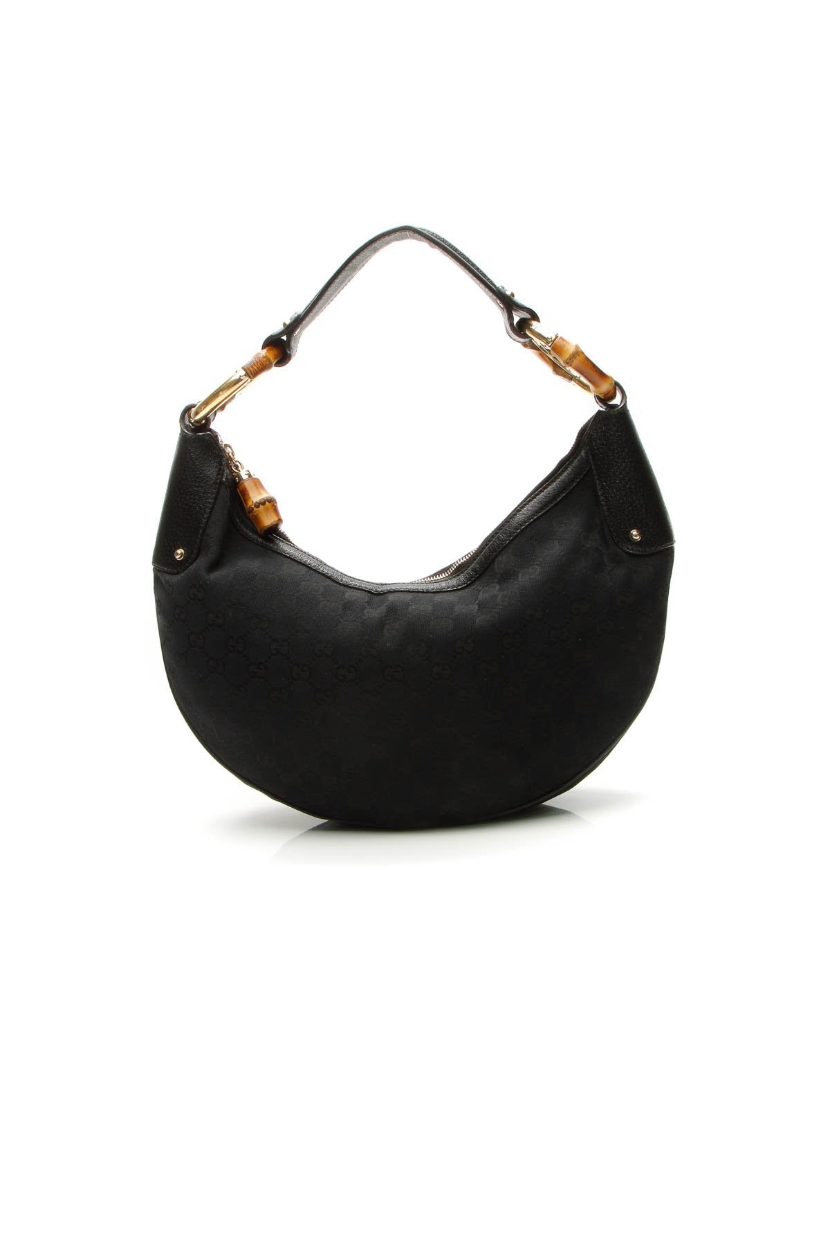 Bamboo Ring Hobo Bag - Black Signature Canvas