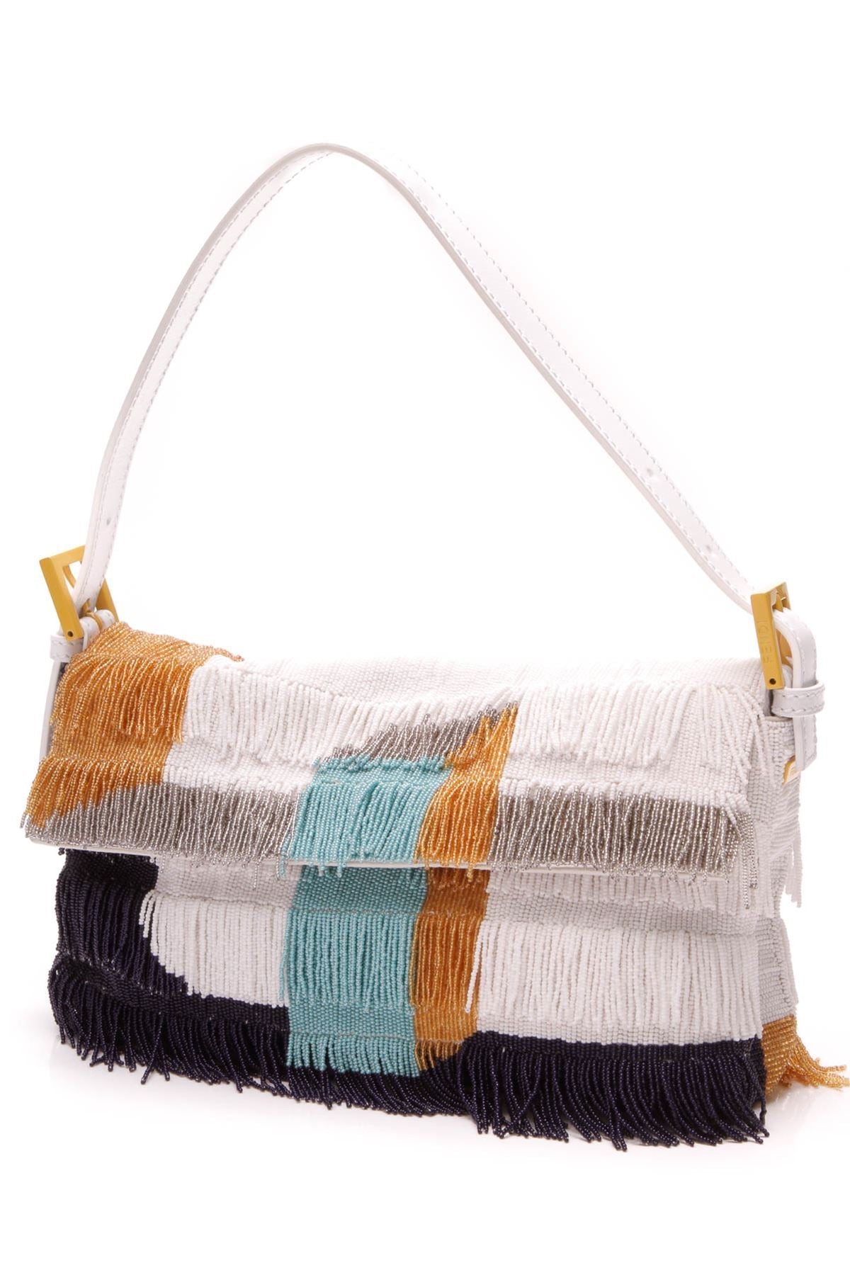 3D Beaded Fringe Baguette Bag