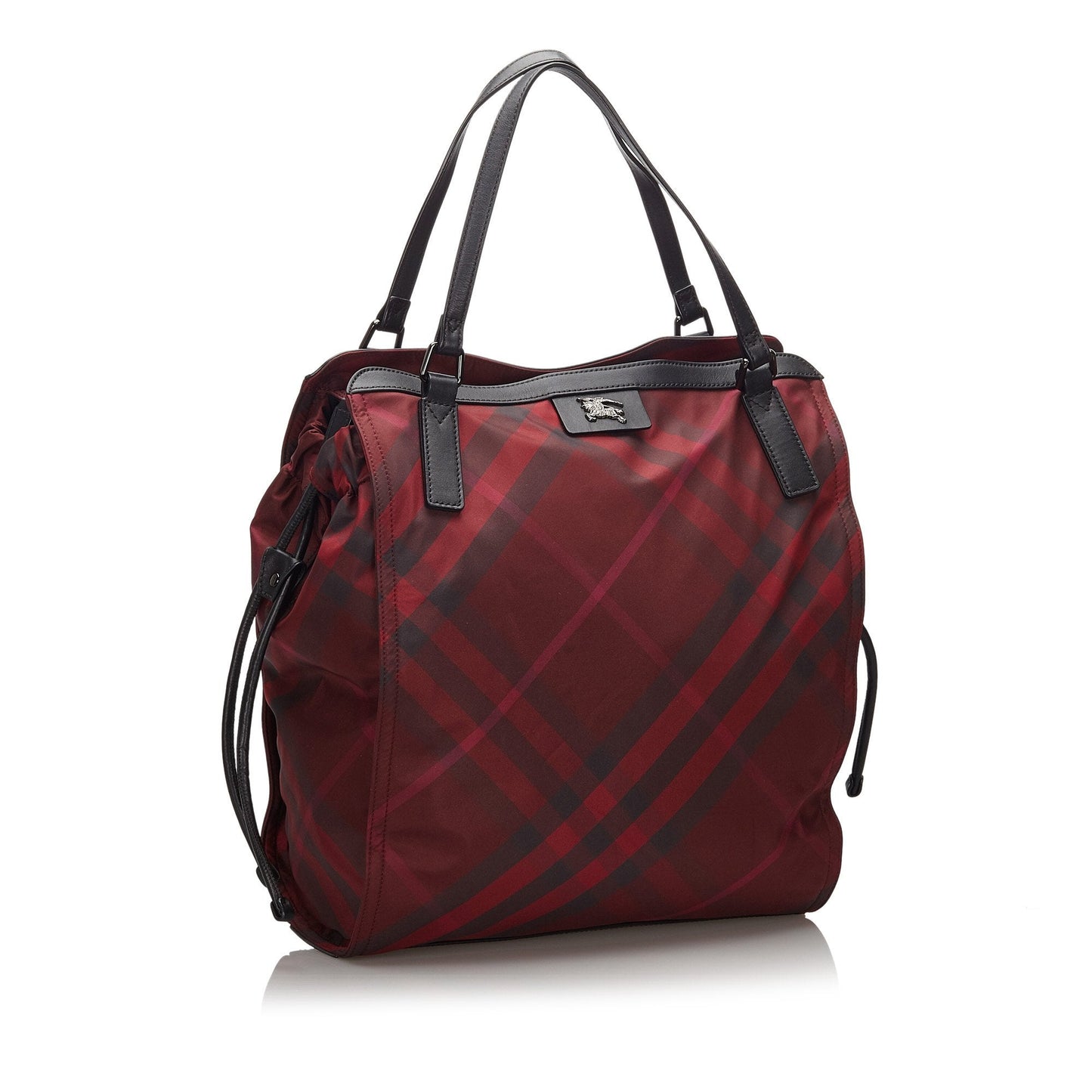 Pre-Loved Burberry Red Mega Check Nylon Buckleigh Tote Bag United Kingdom