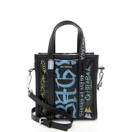 Balenciaga Lambskin Graffiti Motocross Bazar XXS Tote