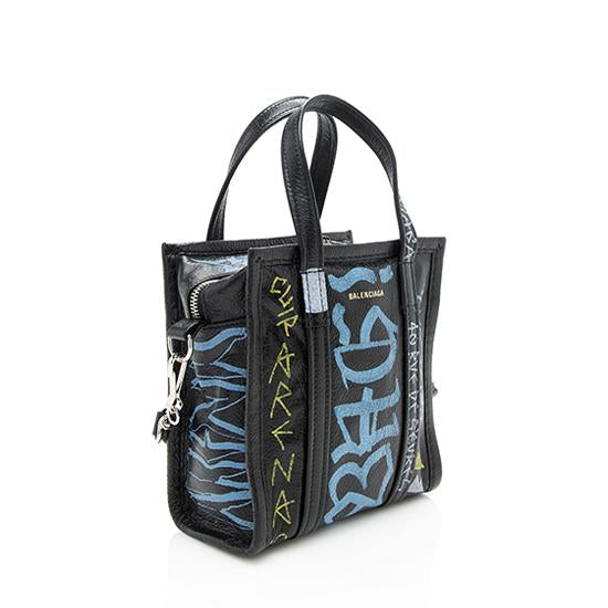 Balenciaga Lambskin Graffiti Motocross Bazar XXS Tote