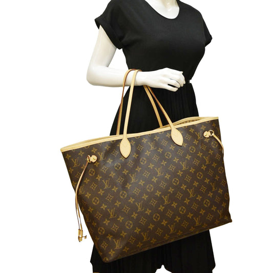 LOUIS VUITTON Neverfull GM Monogram Canvas Tote Bag Brown