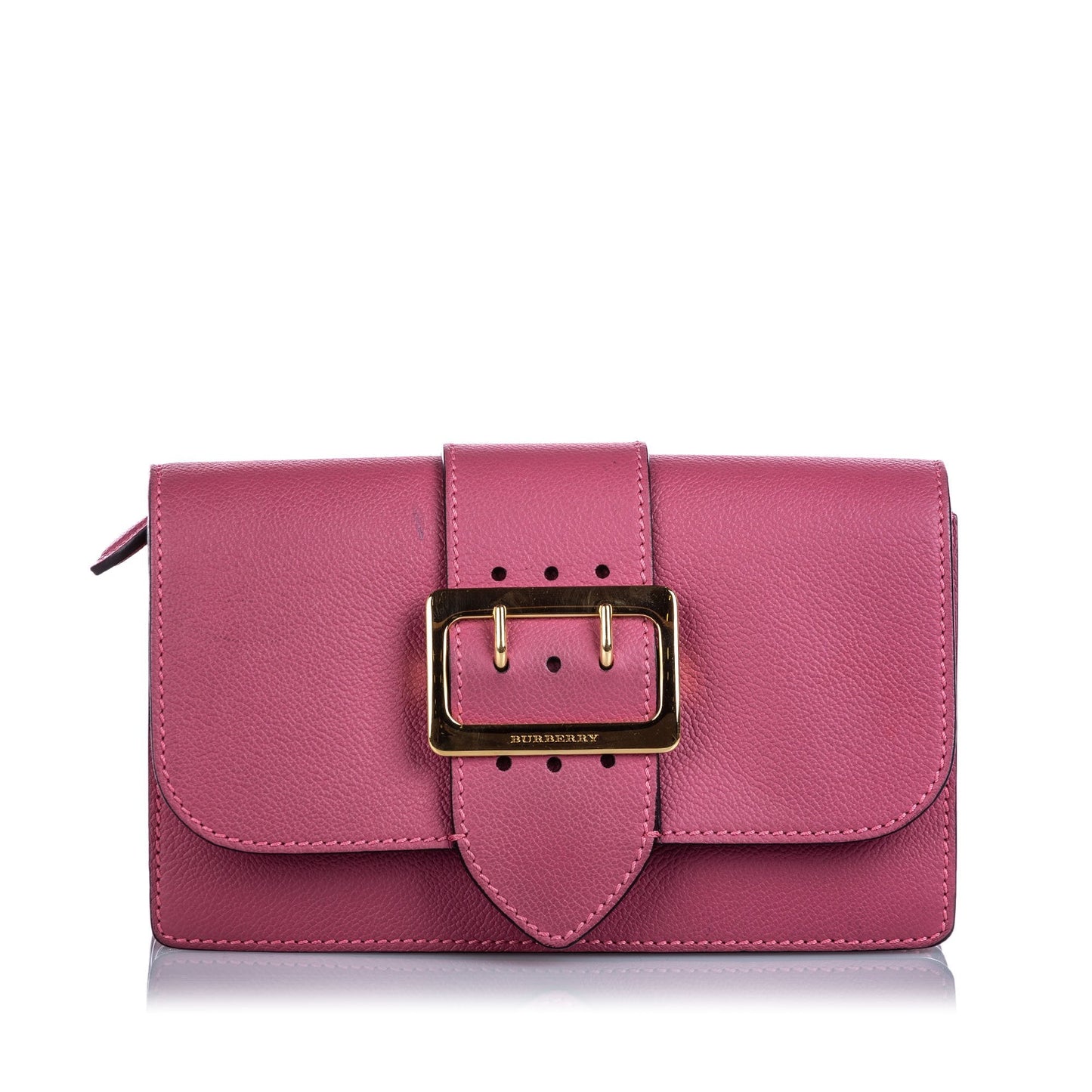 Pre-Loved Burberry Pink Calf Leather Buckle Crossbody Bag ITALY