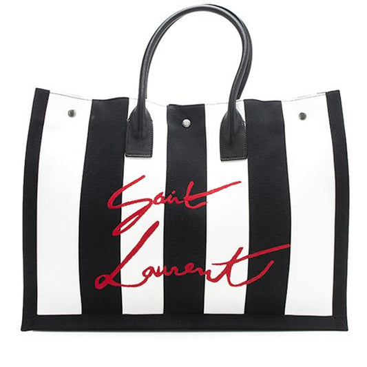 Saint Laurent Striped Canvas Noe Tote