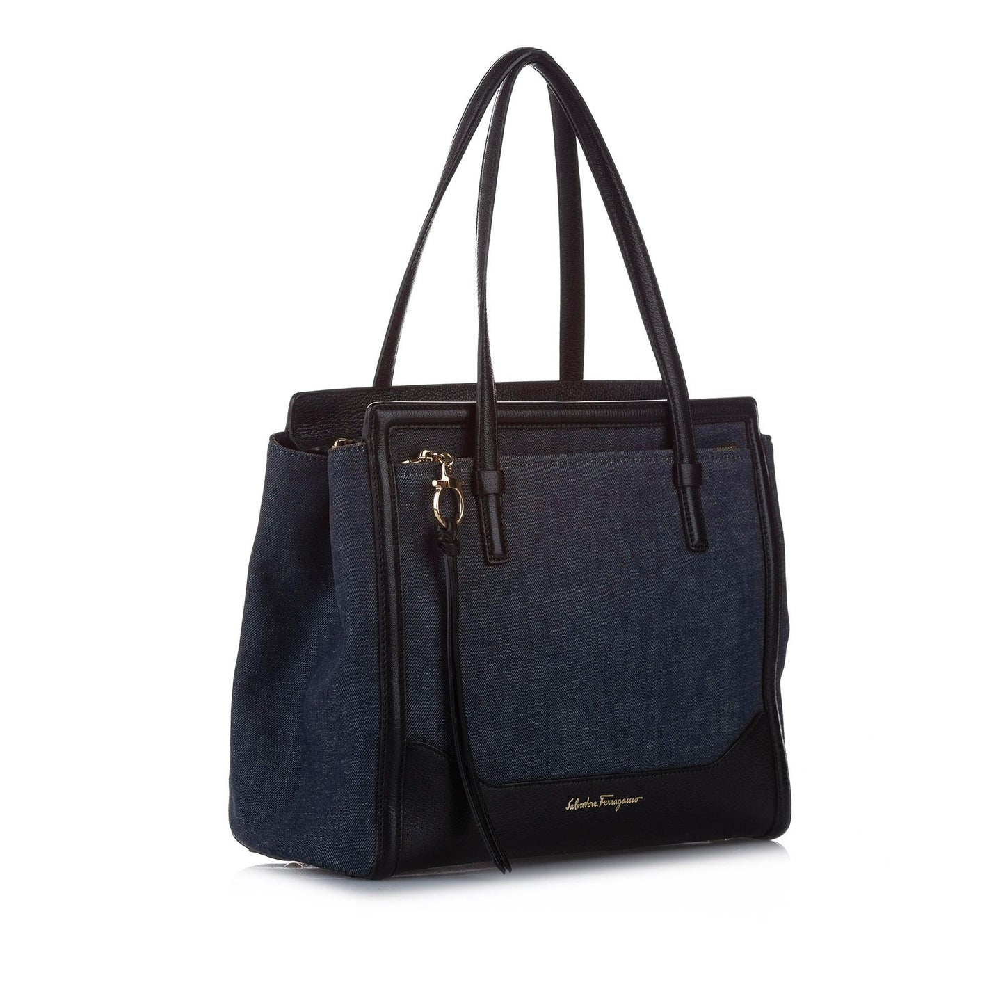 Salvatore Ferragamo Gancini Denim Tote Bag (SHG-12623)