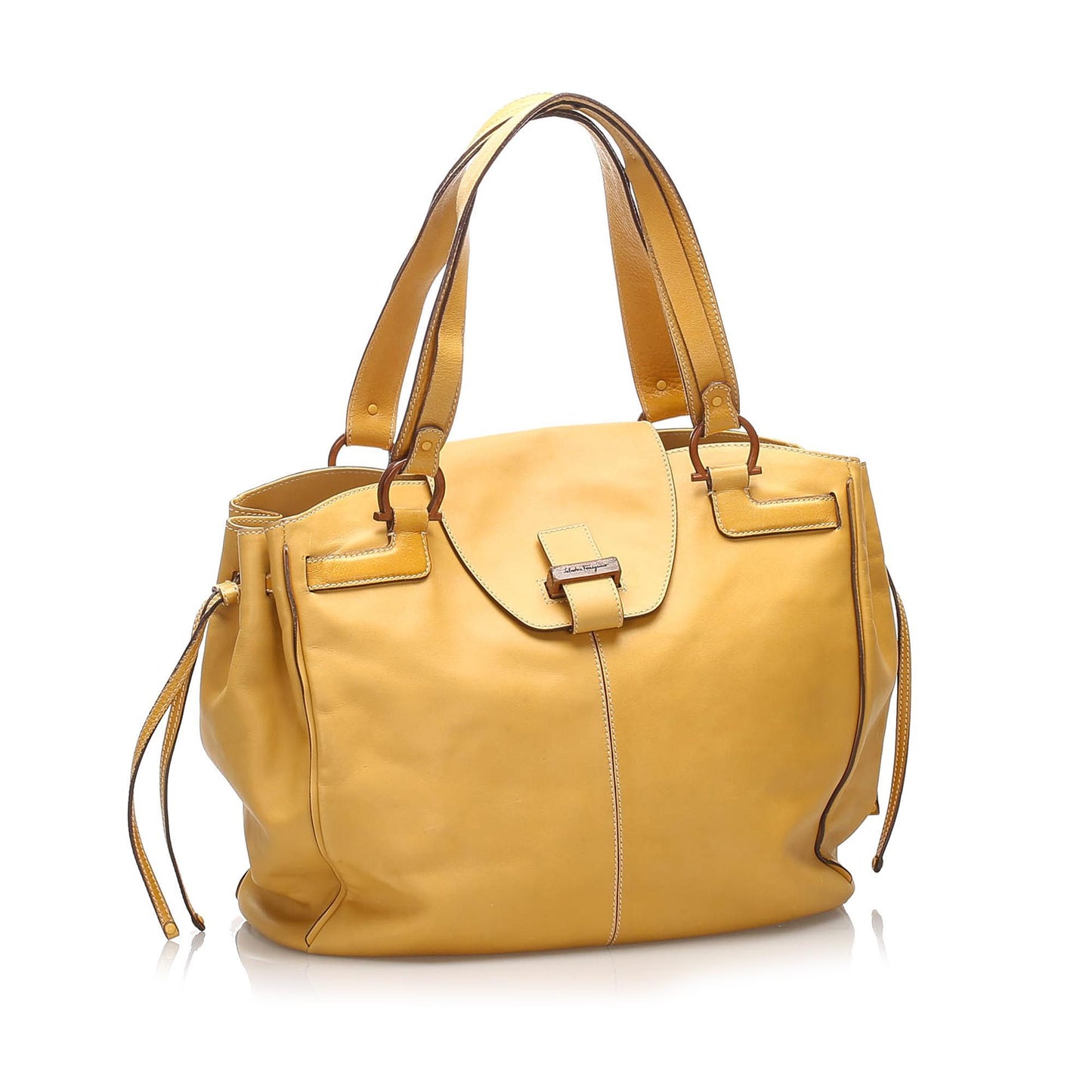 Salvatore Ferragamo Gancini Leather Tote Bag (SHG-10979)