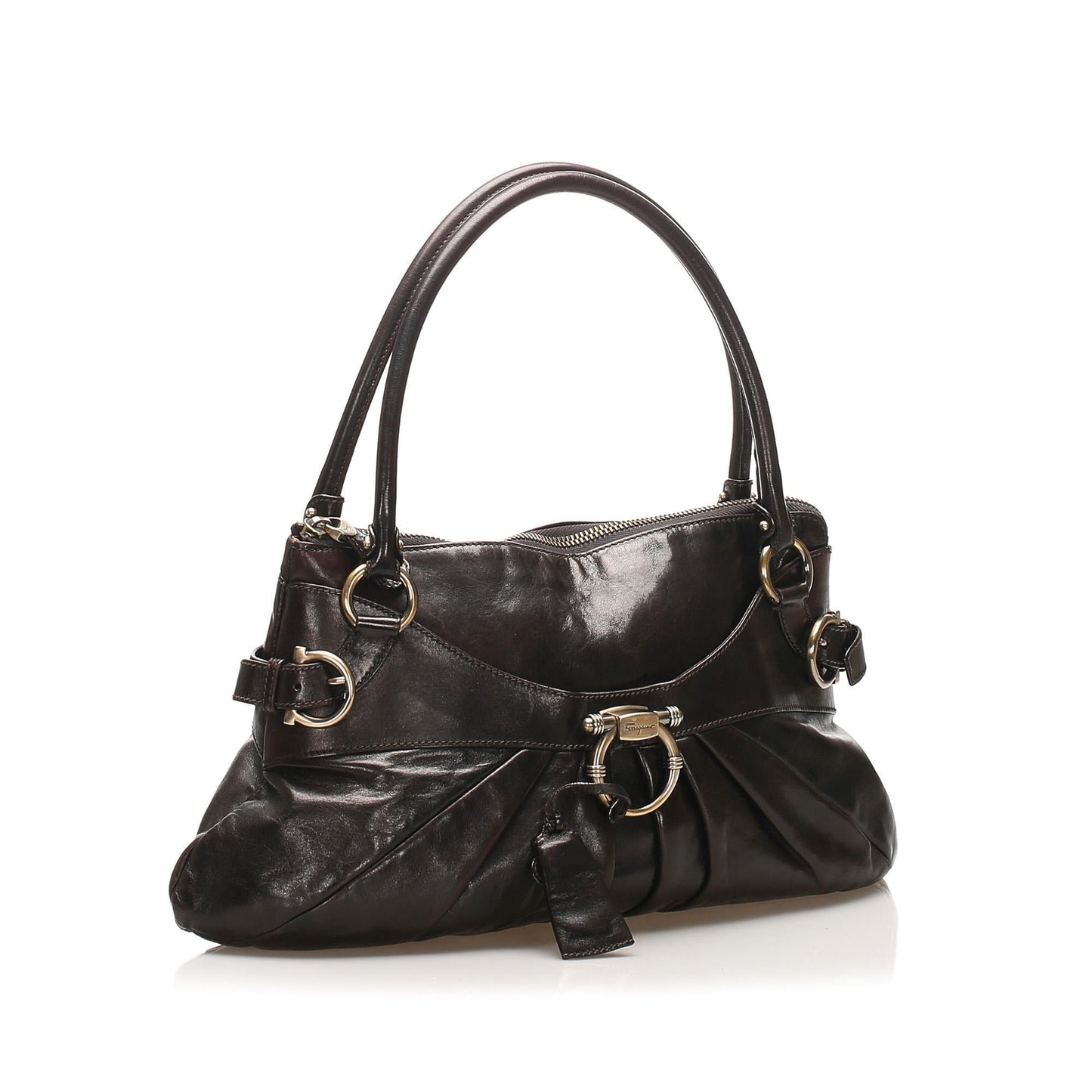 Salvatore Ferragamo Gancini Leather Tote Bag (SHG-11636)