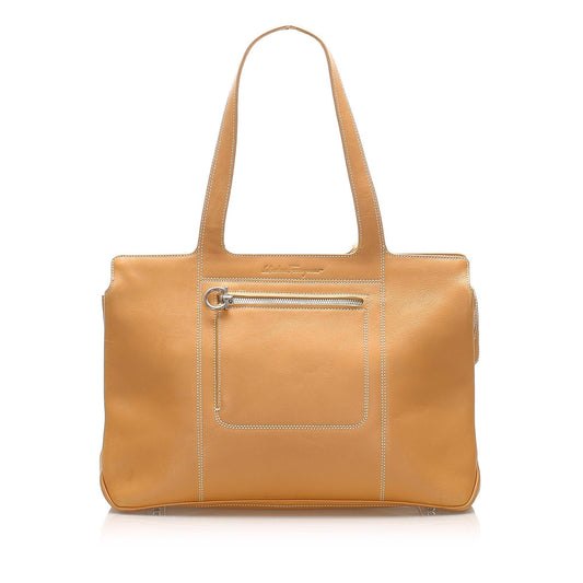 Salvatore Ferragamo Gancini Leather Tote Bag (SHG-15310)