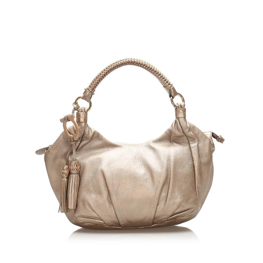 Salvatore Ferragamo Gancini Metallic Leather Tote Bag (SHG-11039)