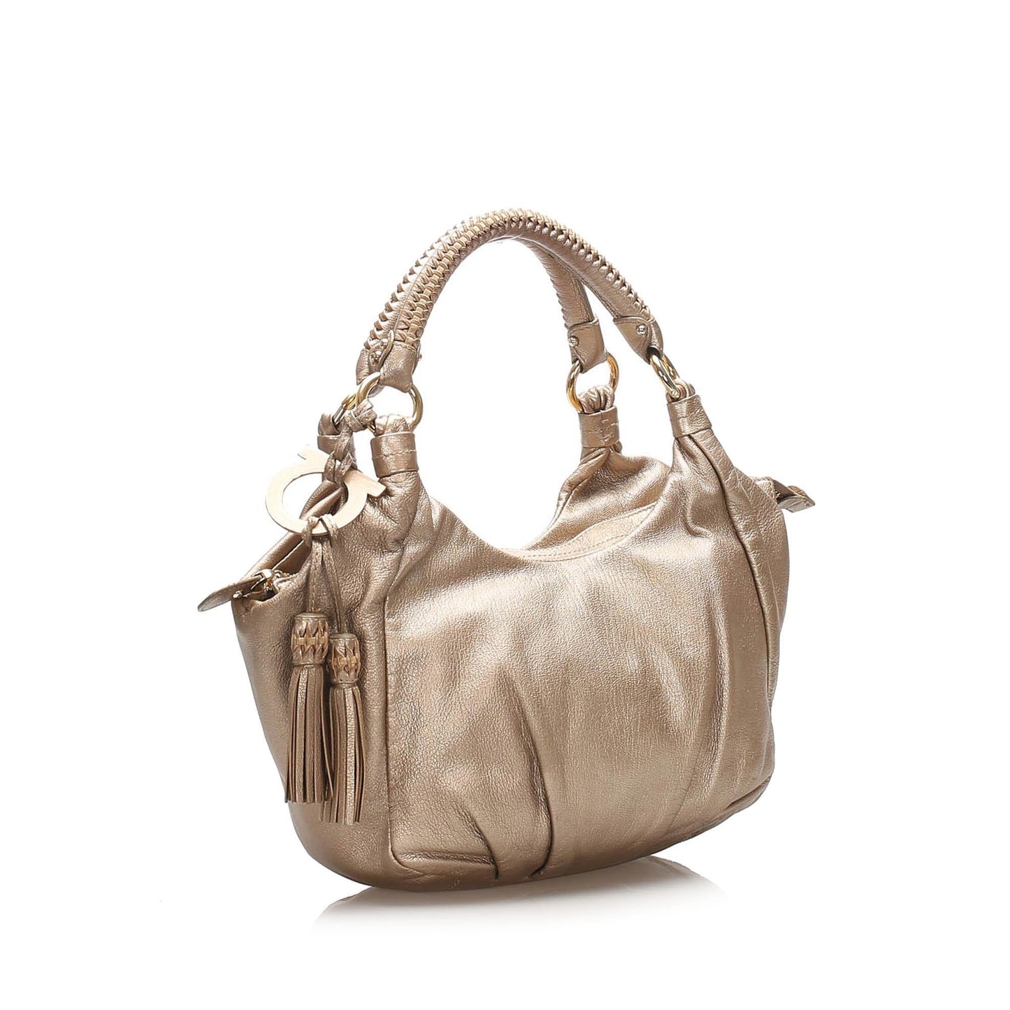 Salvatore Ferragamo Gancini Metallic Leather Tote Bag (SHG-11039)