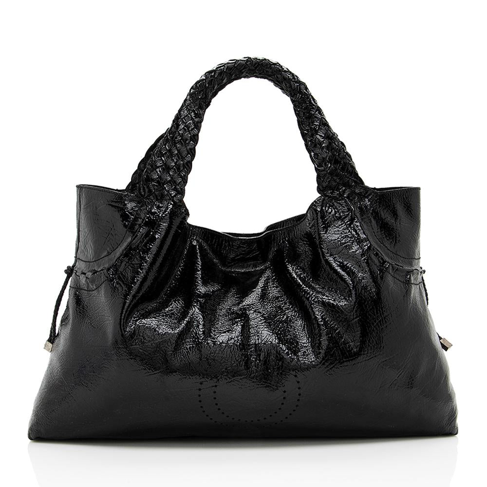 Salvatore Ferragamo Patent Leather Braided Tote (SHF-14127)