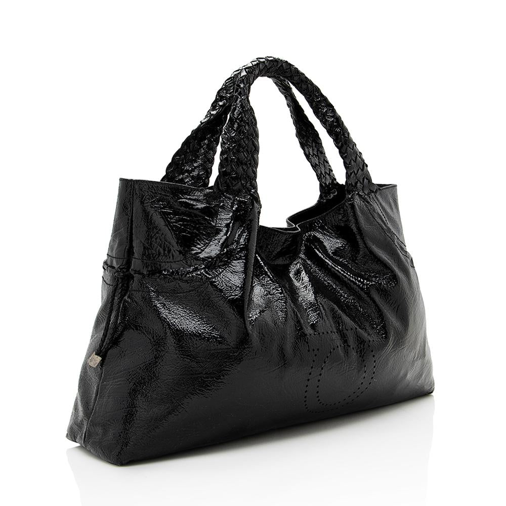 Salvatore Ferragamo Patent Leather Braided Tote (SHF-14127)