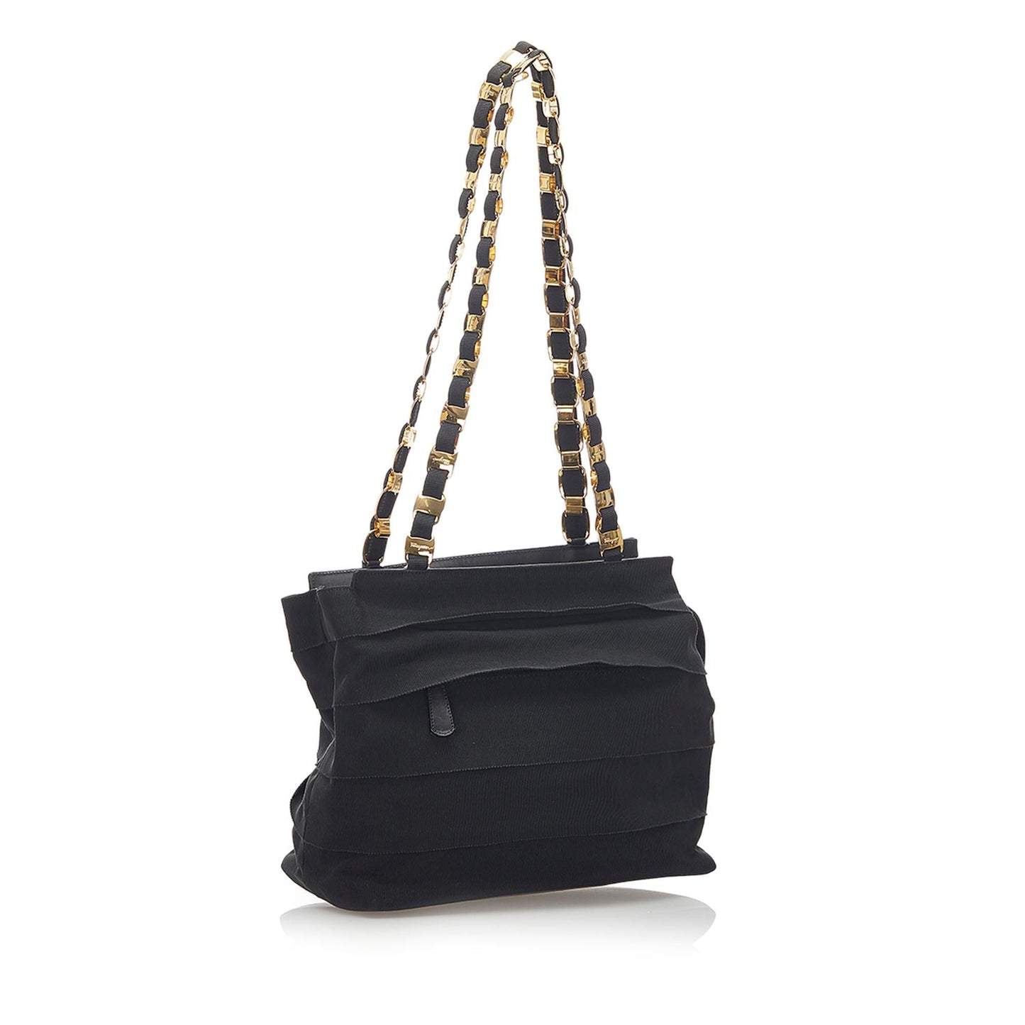 Salvatore Ferragamo Tiered Grosgrain Chain Tote Bag (SHG-18669)