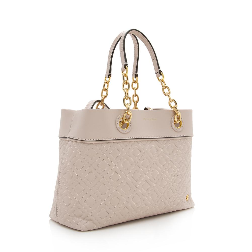 Tory Burch Quilted Leather Fleming Small Tote (SHF-13988)