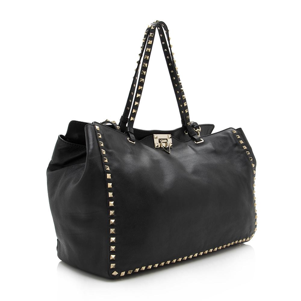 Valentino Leather Rockstud Large Tote (SHF-13407)