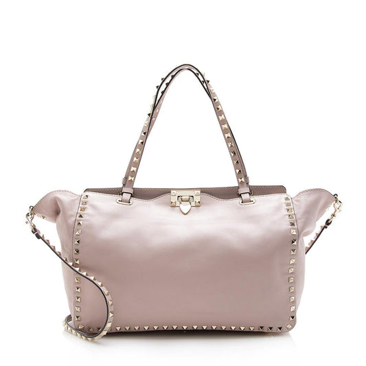 Valentino Leather Rockstud Medium Tote (SHF-14300)