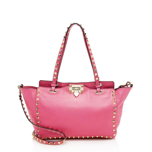 Valentino Leather Rockstud Small Tote (SHF-13583)