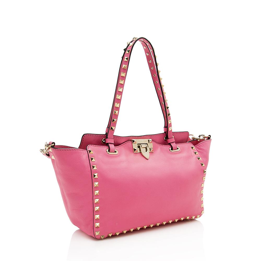 Valentino Leather Rockstud Small Tote (SHF-13583)