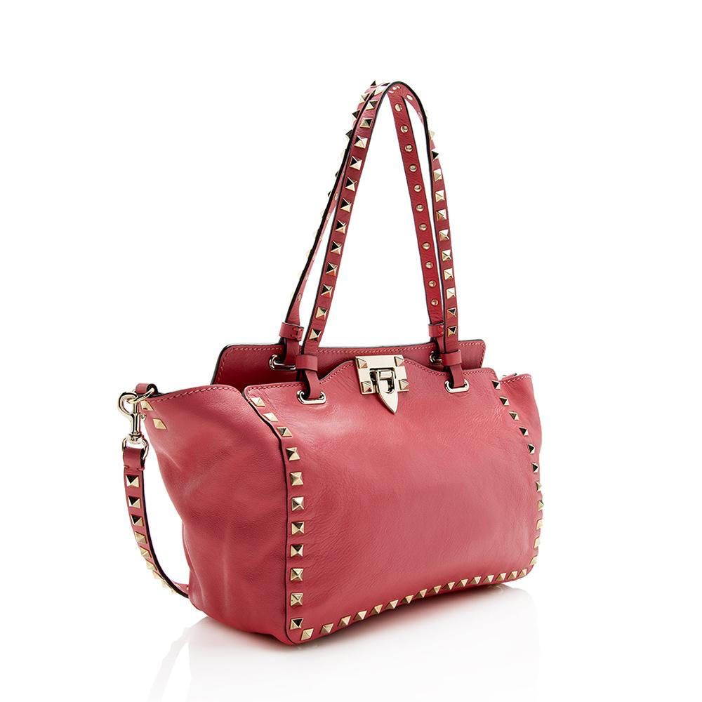 Valentino Leather Rockstud Small Tote (SHF-14352)