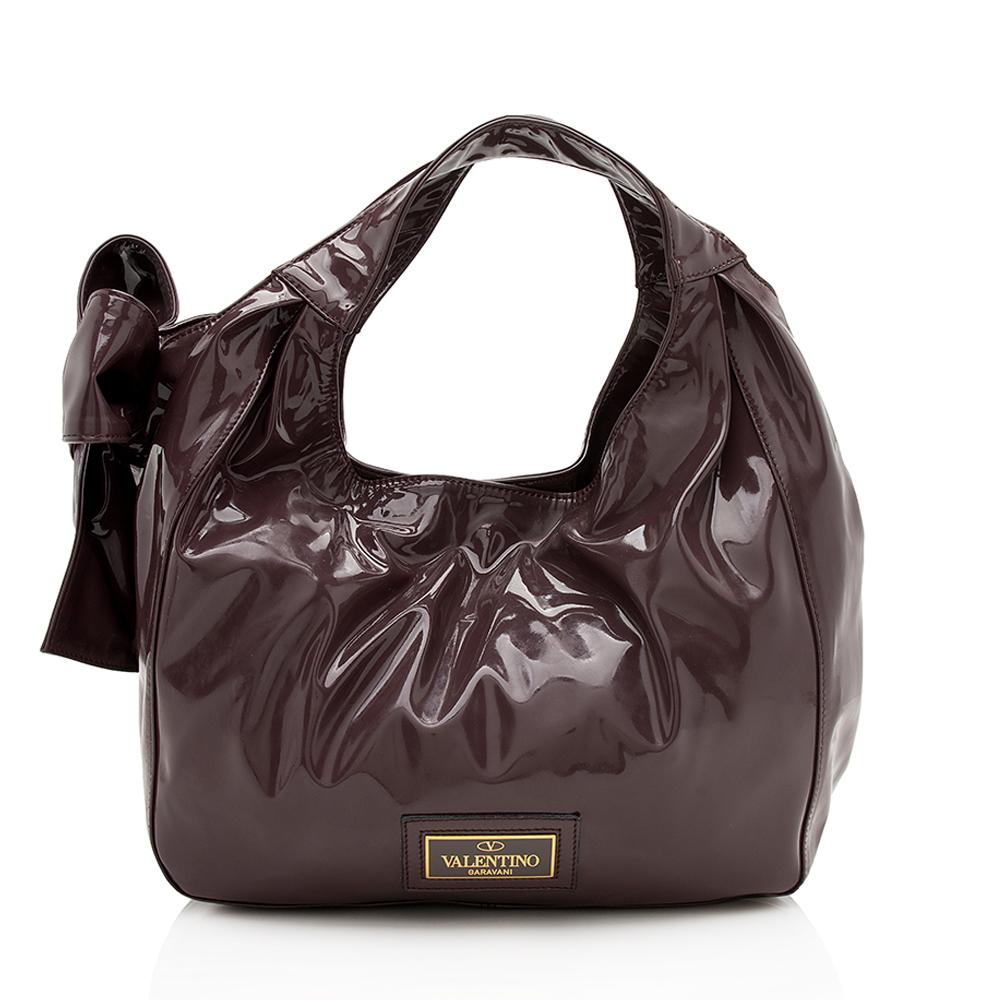 Valentino Patent Leather Nuage Bow Tote (SHF-11612)