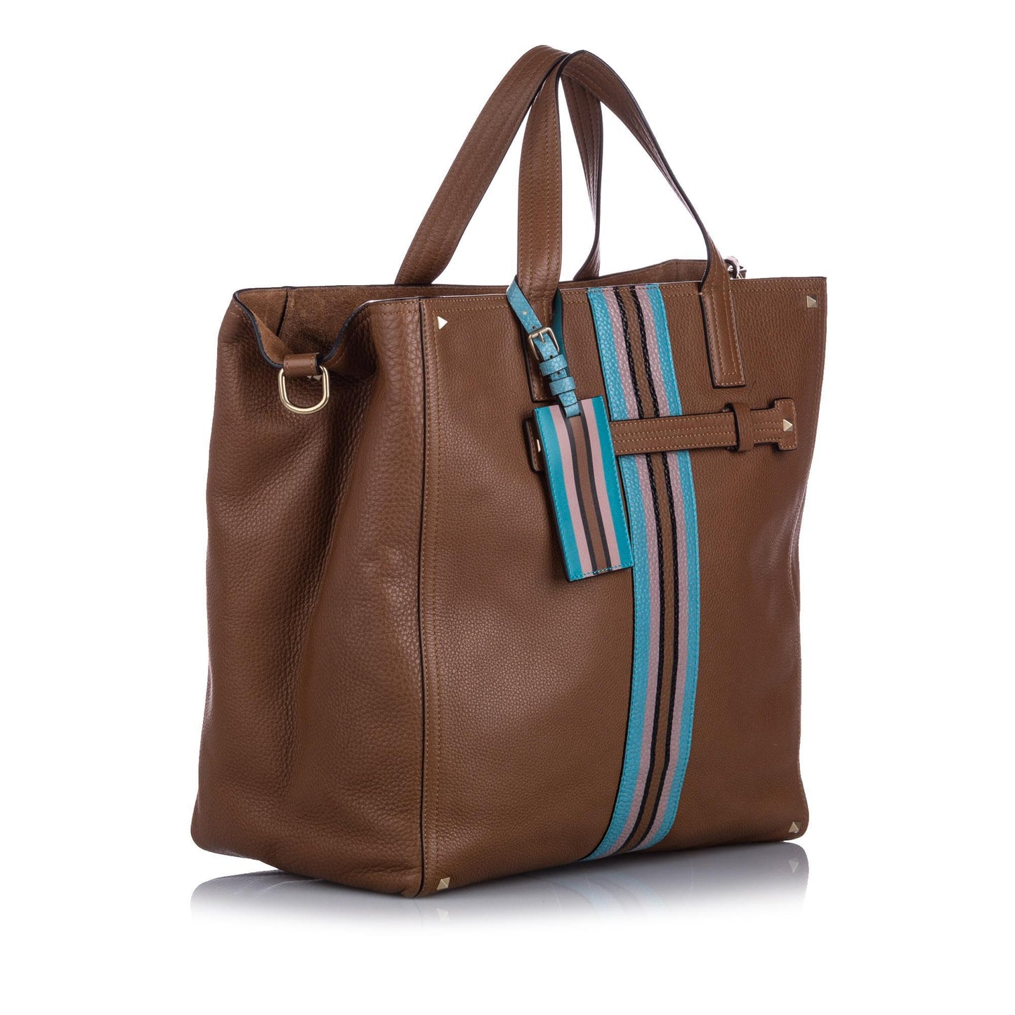 Valentino LEather Rockstud Stripe Tote (SHG-15905)