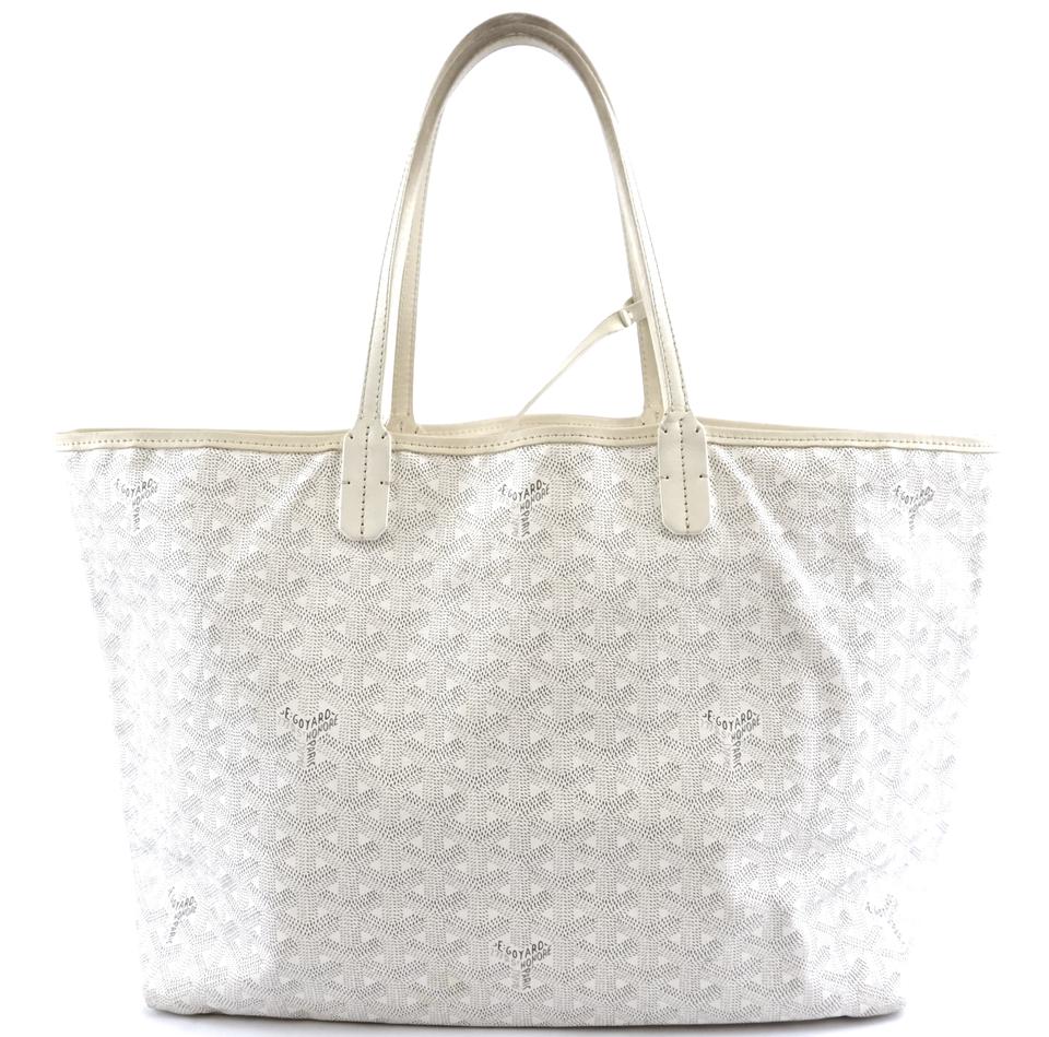 Goyard with Pochette St Saint Louis Pm Tote Work White Goyardine Coated Canvas and Leather Shoulder Bag