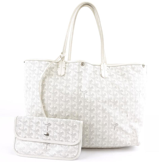 Goyard with Pochette St Saint Louis Pm Tote Work White Goyardine Coated Canvas and Leather Shoulder Bag