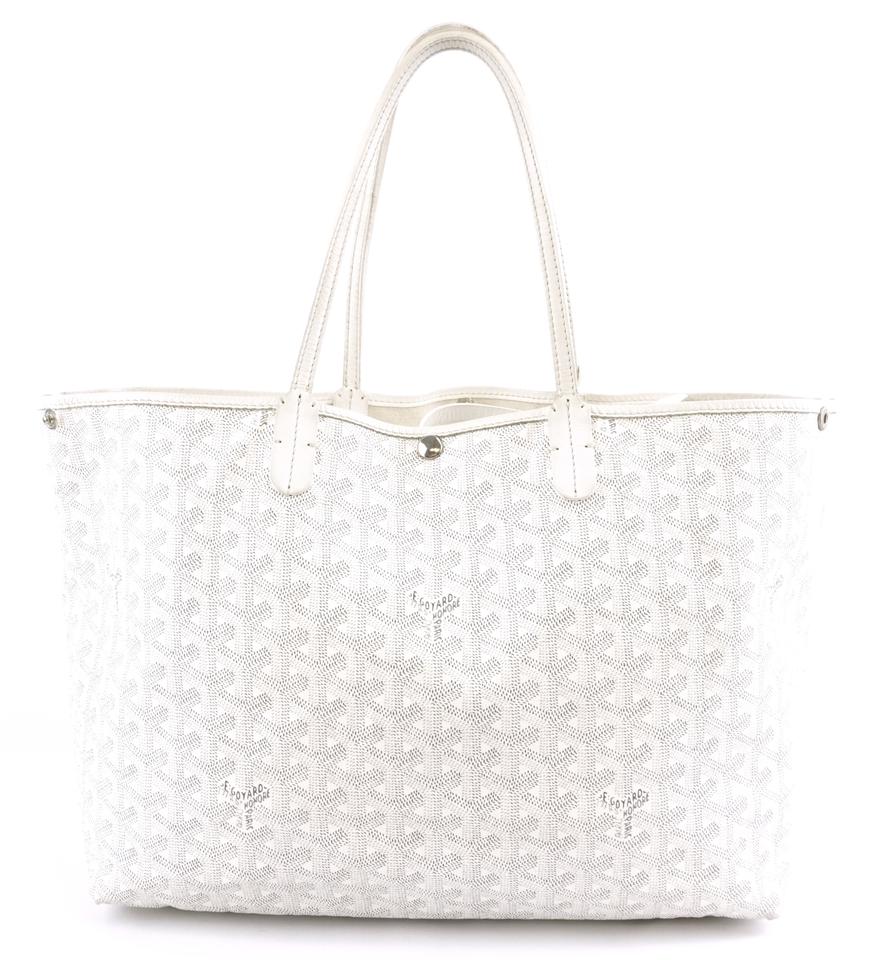 Goyard with Pochette St Saint Louis Pm Tote Work White Goyardine Coated Canvas and Leather Shoulder Bag