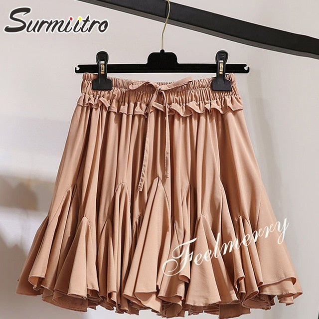 Surmiitro White Black Chiffon Summer Shorts Skirt Women 2021 Fashion Korean High Waist Tutu Pleated Mini Aesthetic Skirt Female