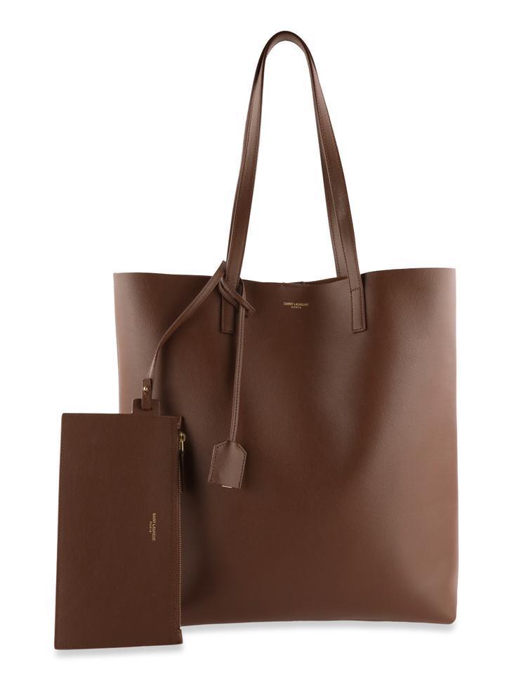 Saint Laurent Shopping Bag Tall Shopper N/S Brown Leather Tote